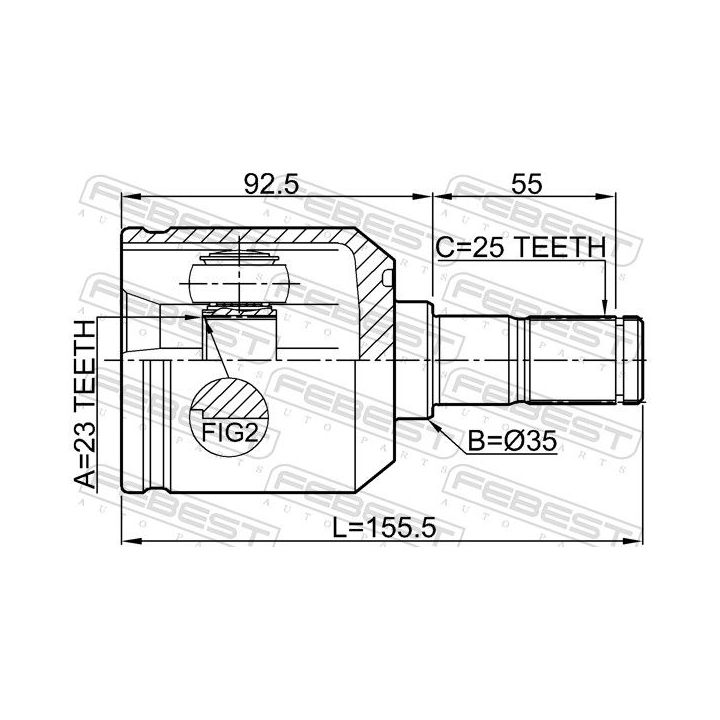 Jungčių komplektas, kardaninis velenas FEBEST 1211-TUCRR