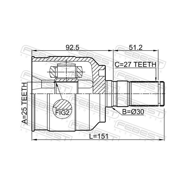 Jungčių komplektas, kardaninis velenas FEBEST 1211-YFLH