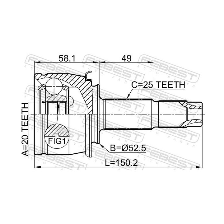 Jungčių komplektas, kardaninis velenas FEBEST 1810-MOKR