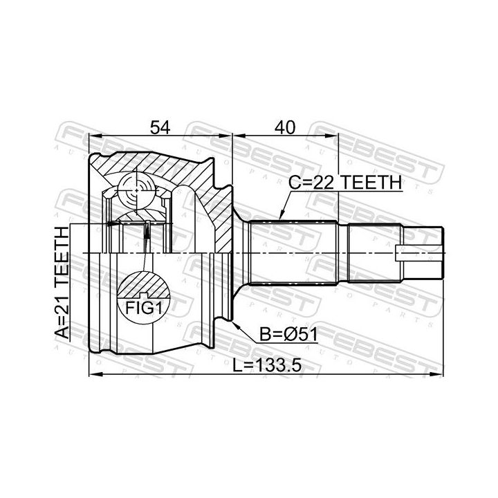 Jungčių komplektas, kardaninis velenas FEBEST 1810-Z12