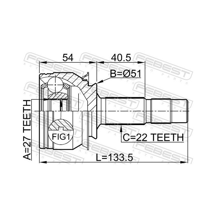 Jungčių komplektas, kardaninis velenas FEBEST 1810-Z14