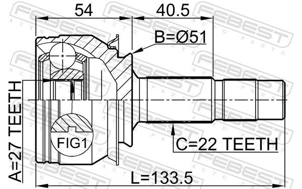 Jungčių komplektas, kardaninis velenas FEBEST 1810-Z14