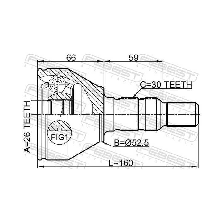 Jungčių komplektas, kardaninis velenas FEBEST 1810-Z19