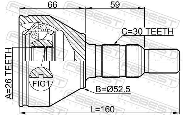 Jungčių komplektas, kardaninis velenas FEBEST 1810-Z19
