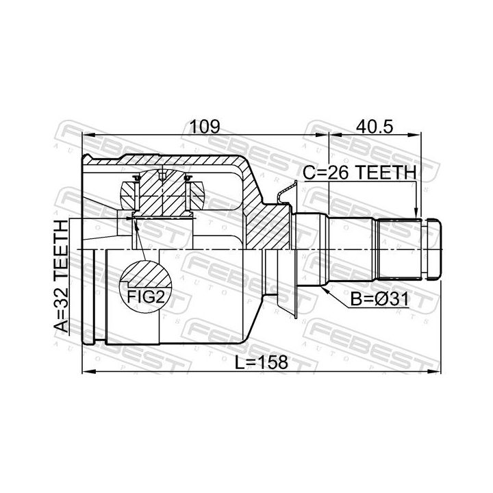 Jungčių komplektas, kardaninis velenas FEBEST 1911-R58LH