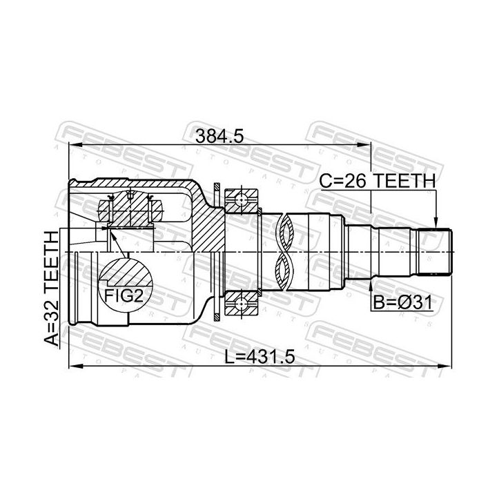 Jungčių komplektas, kardaninis velenas FEBEST 1911-R58RH