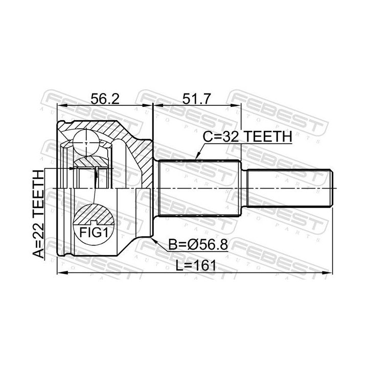 Jungčių komplektas, kardaninis velenas FEBEST 2010-JOURR