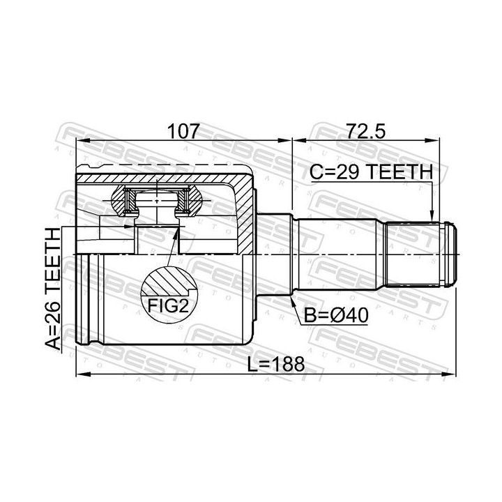 Jungčių komplektas, kardaninis velenas FEBEST 2011-JOULH