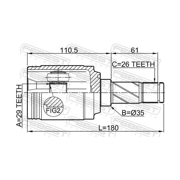Jungčių komplektas, kardaninis velenas FEBEST 2111-KUGR