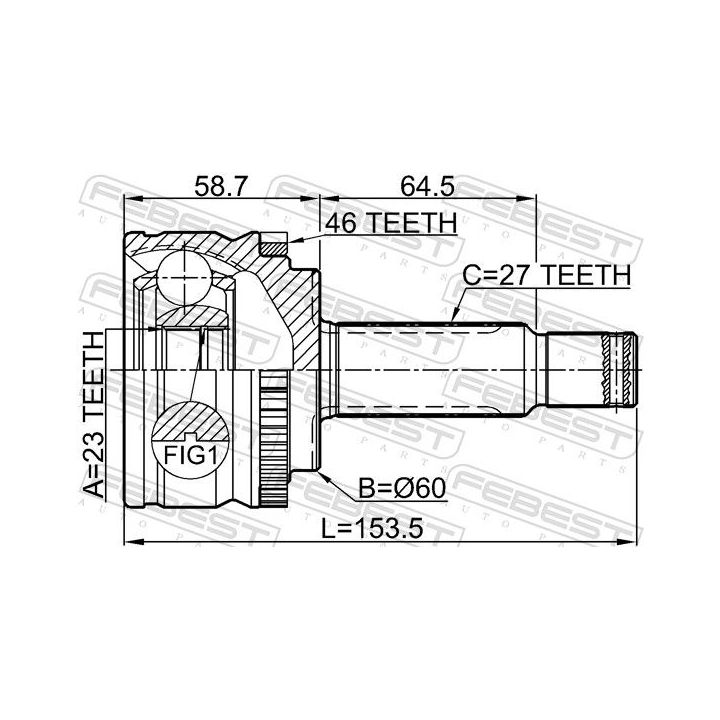 Jungčių komplektas, kardaninis velenas FEBEST 2210-CD20A46