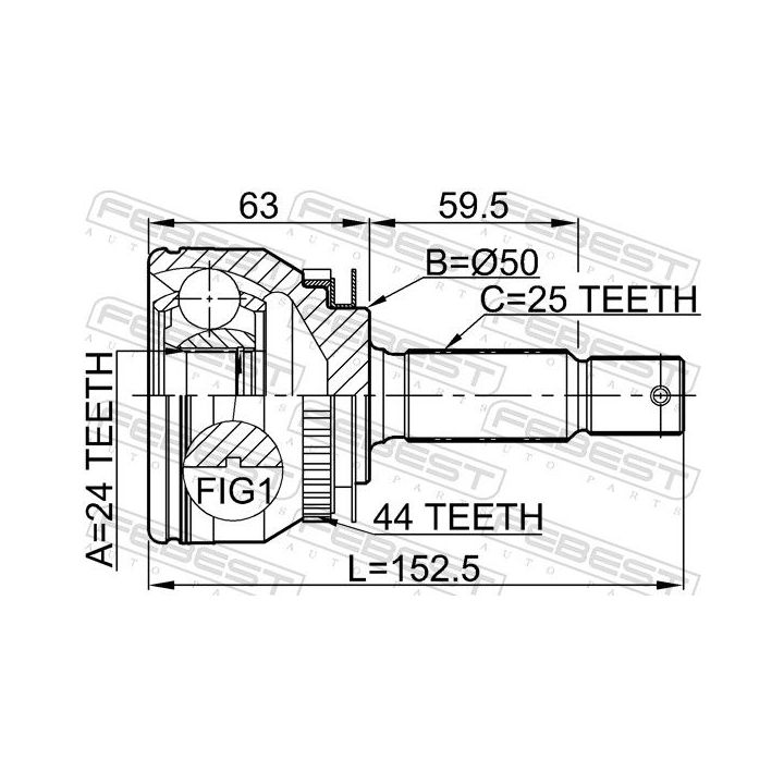 Jungčių komplektas, kardaninis velenas FEBEST 2210-CER20A44