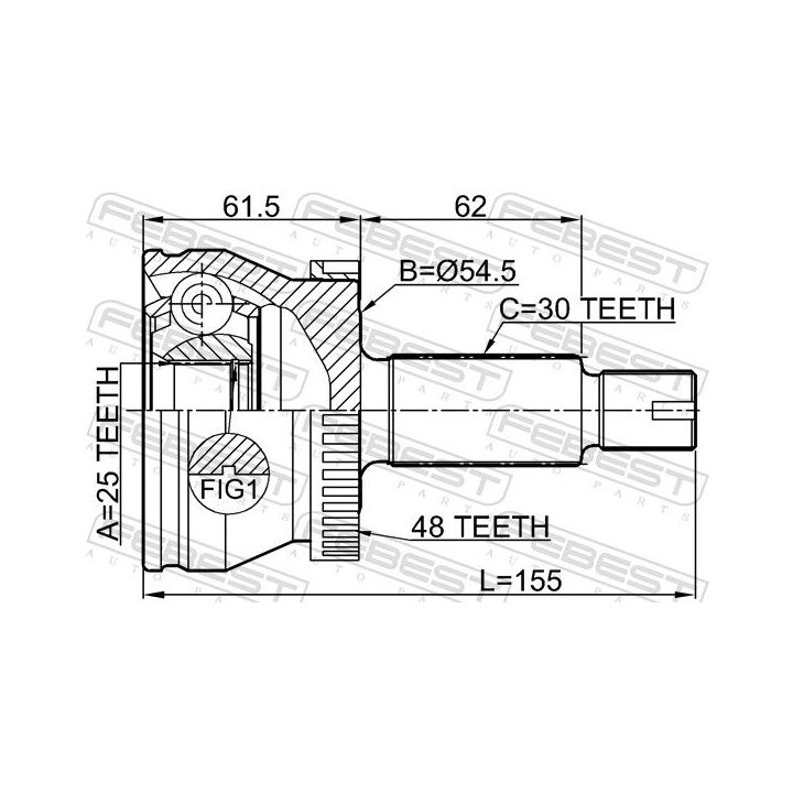 Jungčių komplektas, kardaninis velenas FEBEST 2210-D4224A48
