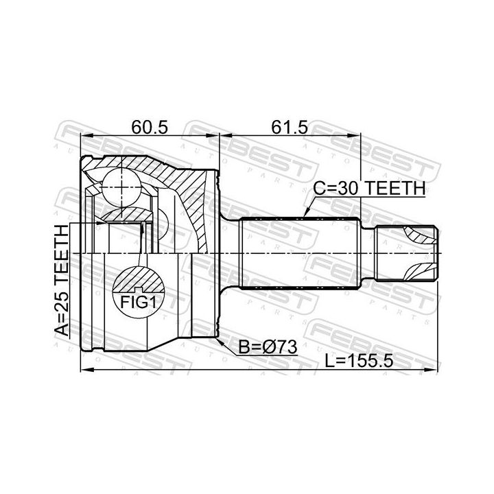 Jungčių komplektas, kardaninis velenas FEBEST 2210-K5
