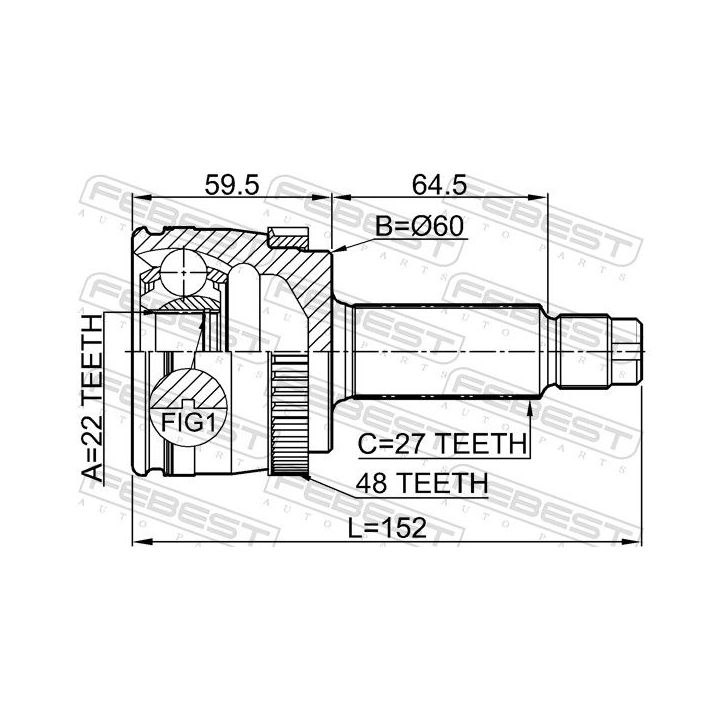 Jungčių komplektas, kardaninis velenas FEBEST 2210-NSPRA48