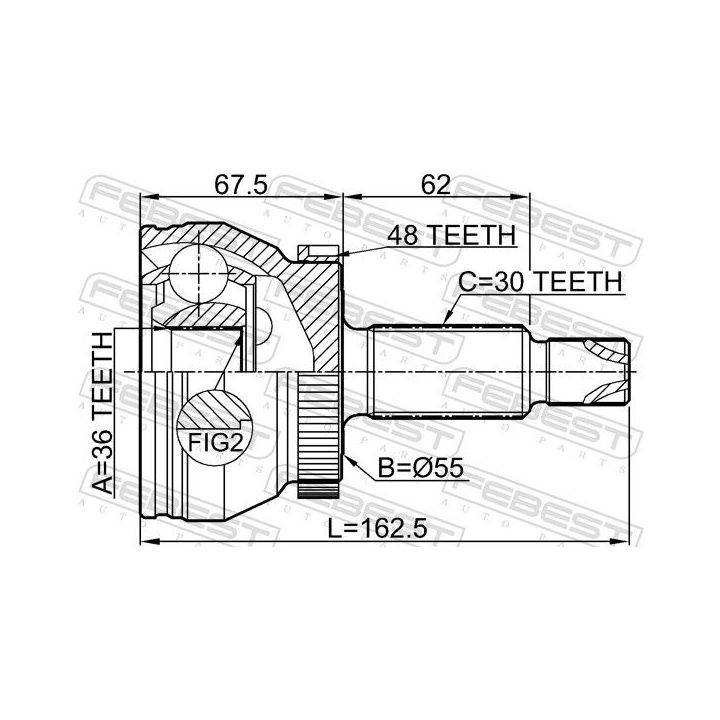 Jungčių komplektas, kardaninis velenas FEBEST 2210-OPTA48