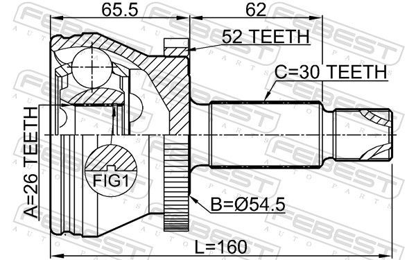 Jungčių komplektas, kardaninis velenas FEBEST 2210-SOR15A52