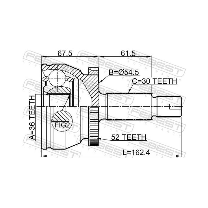 Jungčių komplektas, kardaninis velenas FEBEST 2210-SORA52