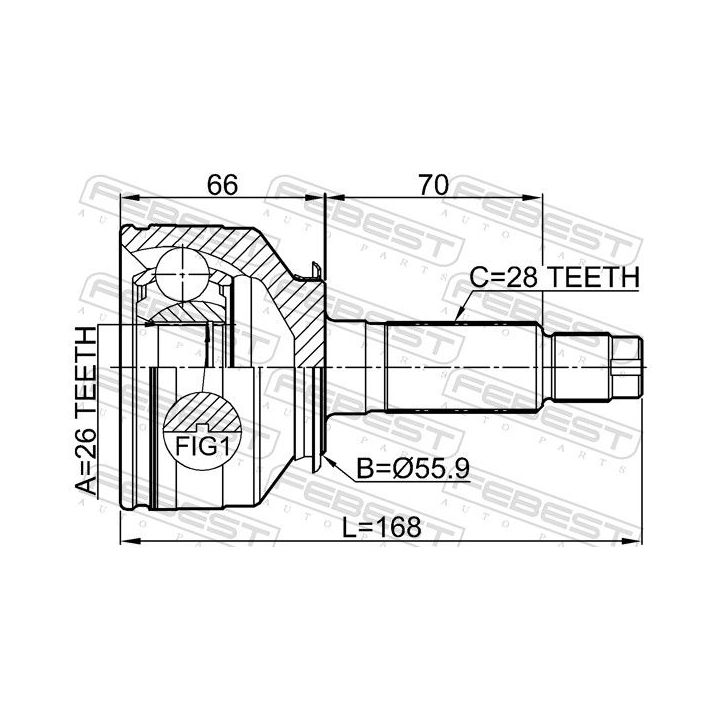 Jungčių komplektas, kardaninis velenas FEBEST 2210-SORBL
