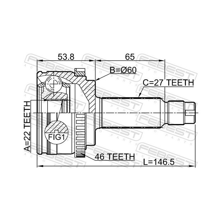 Jungčių komplektas, kardaninis velenas FEBEST 2210-SOULA46