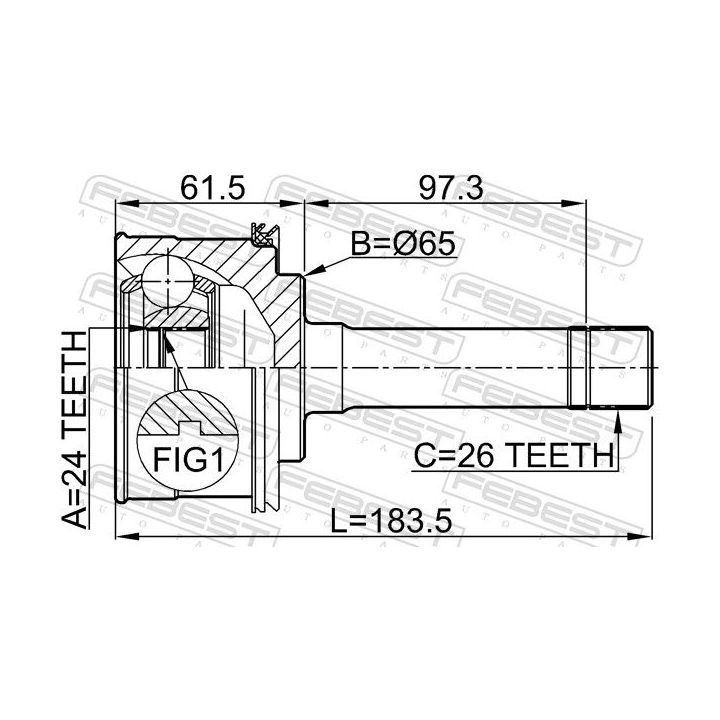 Jungčių komplektas, kardaninis velenas FEBEST 2210-SP
