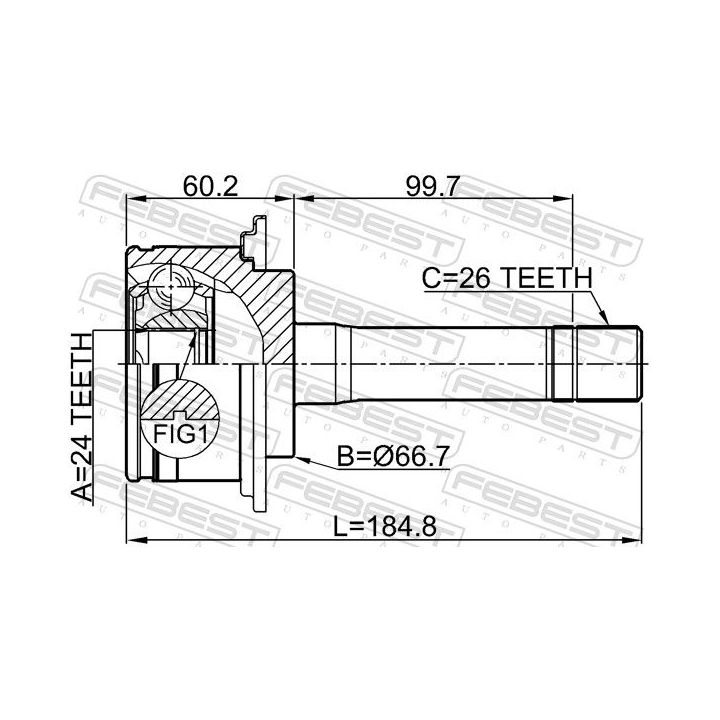 Jungčių komplektas, kardaninis velenas FEBEST 2210-SPM