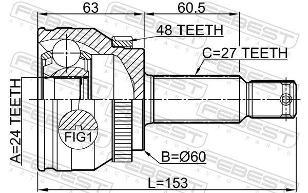 Jungčių komplektas, kardaninis velenas FEBEST 2210-SPRA48