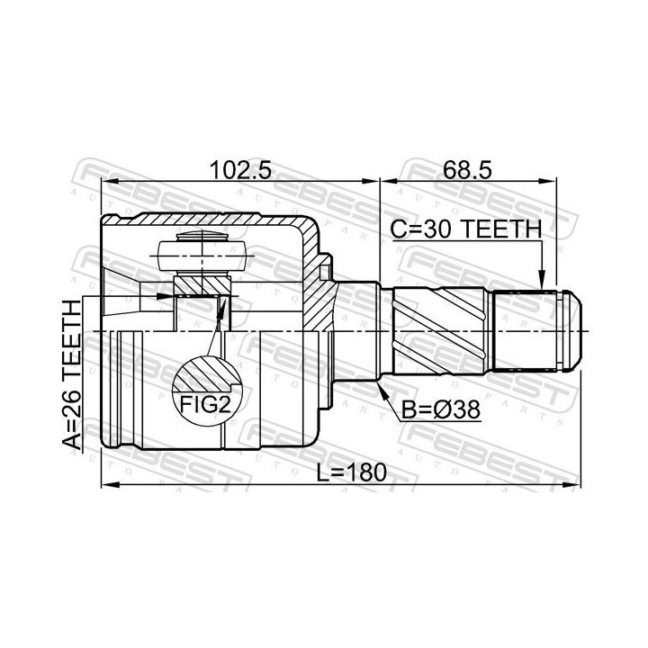 Jungčių komplektas, kardaninis velenas FEBEST 2211-BLLH