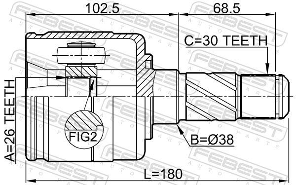 Jungčių komplektas, kardaninis velenas FEBEST 2211-BLLH