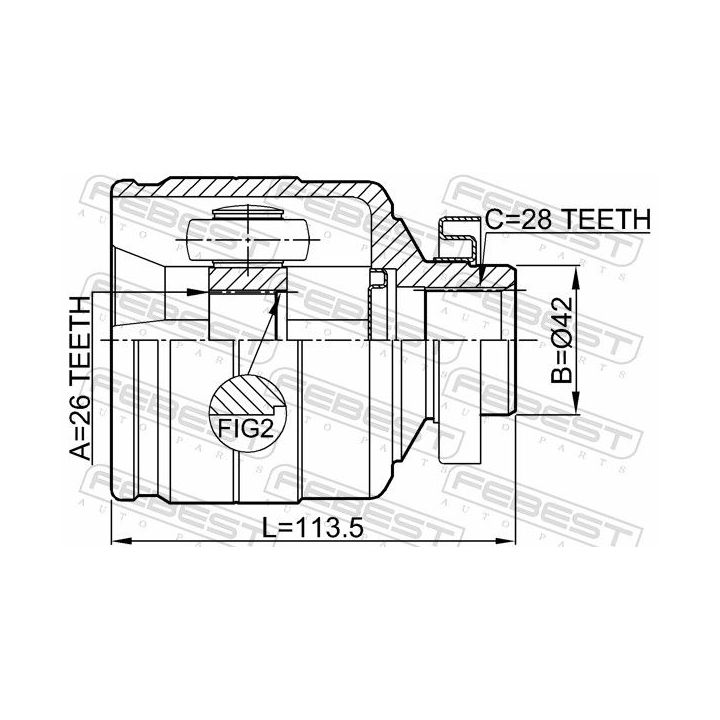 Jungčių komplektas, kardaninis velenas FEBEST 2211-BLRH