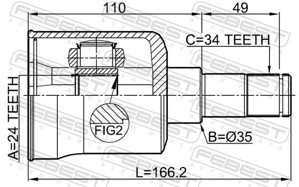 Jungčių komplektas, kardaninis velenas FEBEST 2211-CARLH