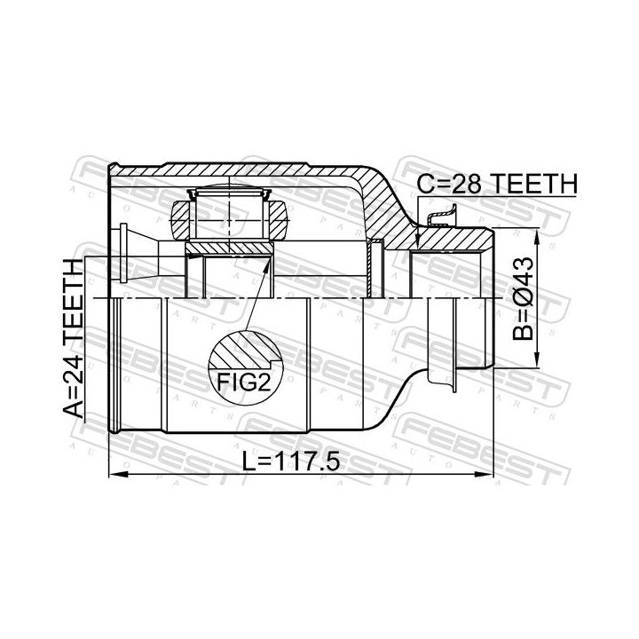Jungčių komplektas, kardaninis velenas FEBEST 2211-CARNRH