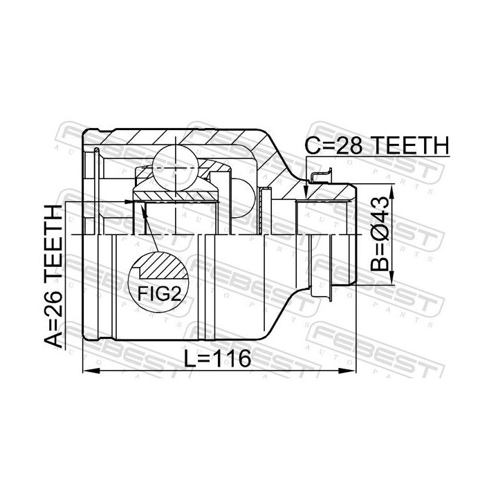 Jungčių komplektas, kardaninis velenas FEBEST 2211-CARRH