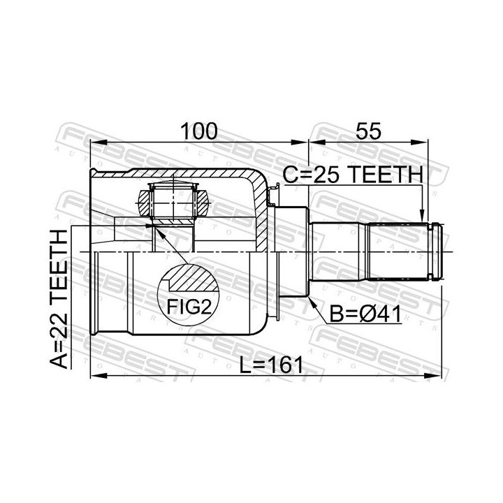 Jungčių komplektas, kardaninis velenas FEBEST 2211-CD
