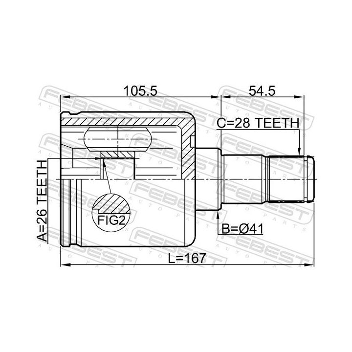 Jungčių komplektas, kardaninis velenas FEBEST 2211-CEED
