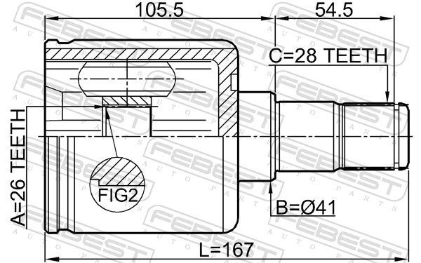 Jungčių komplektas, kardaninis velenas FEBEST 2211-CEED