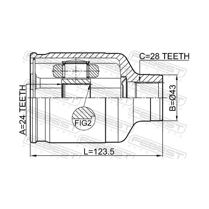 Jungčių komplektas, kardaninis velenas FEBEST 2211-CLARRH
