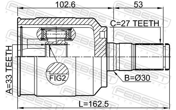 Jungčių komplektas, kardaninis velenas FEBEST 2211-D4224