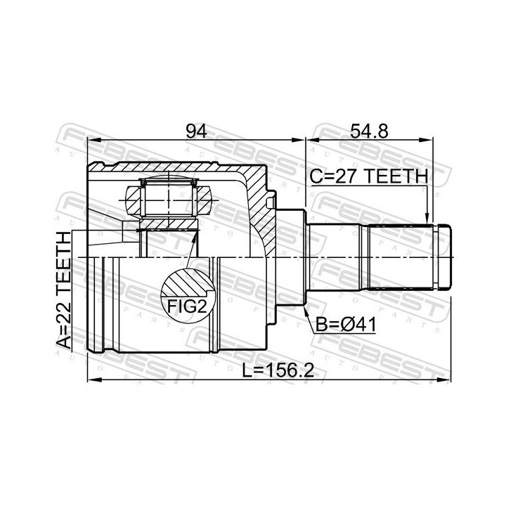 Jungčių komplektas, kardaninis velenas FEBEST 2211-EDLH