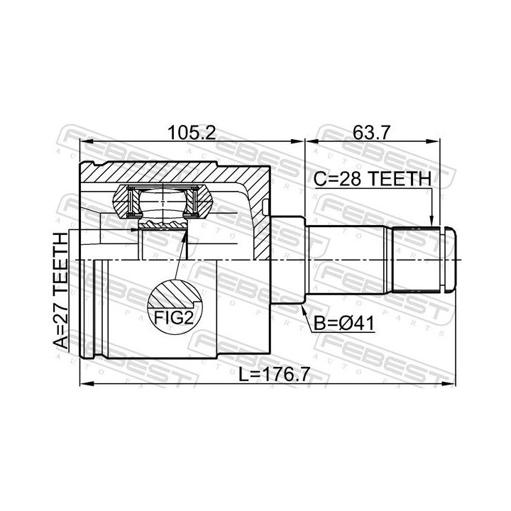 Jungčių komplektas, kardaninis velenas FEBEST 2211-GHLH