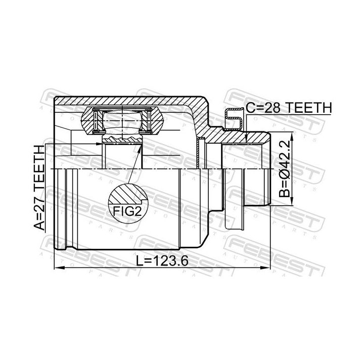 Jungčių komplektas, kardaninis velenas FEBEST 2211-GHRH
