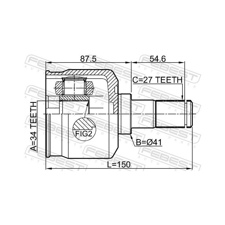Jungčių komplektas, kardaninis velenas FEBEST 2211-MAGLH