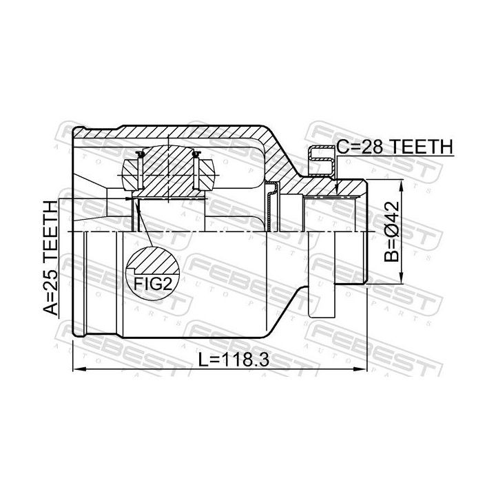 Jungčių komplektas, kardaninis velenas FEBEST 2211-MAGRH