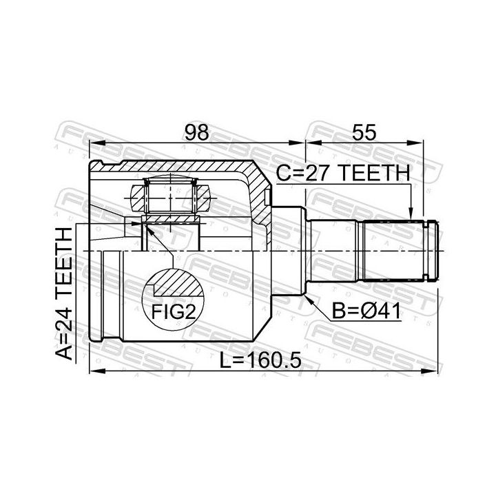 Jungčių komplektas, kardaninis velenas FEBEST 2211-NS20LH