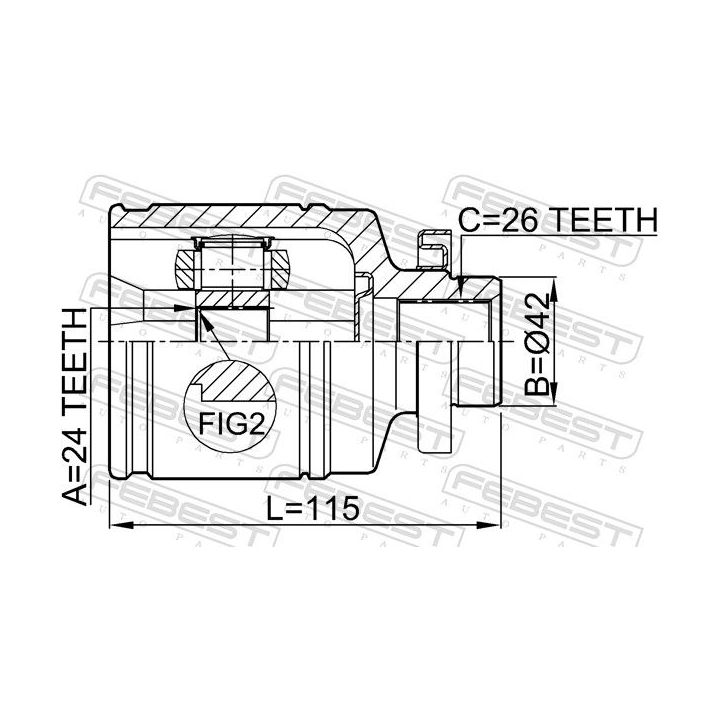 Jungčių komplektas, kardaninis velenas FEBEST 2211-NS20RH