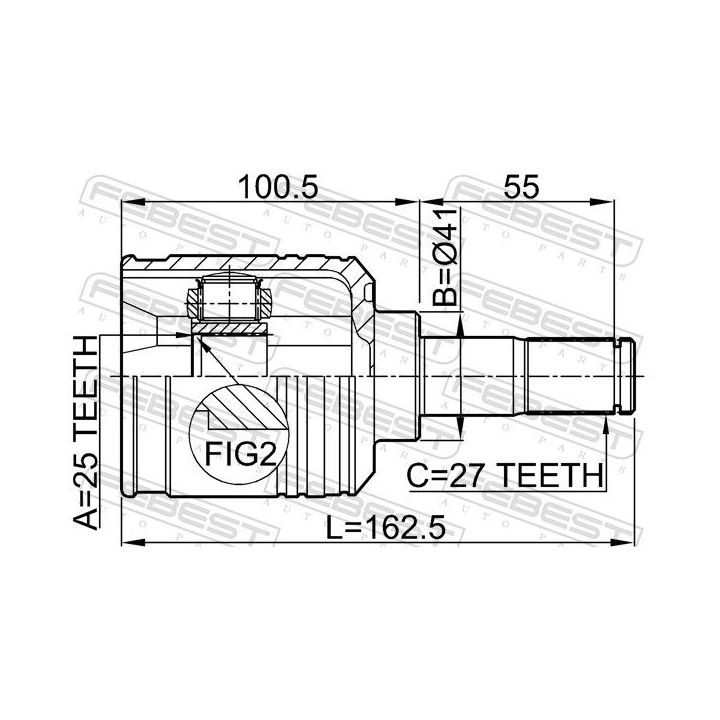 Jungčių komplektas, kardaninis velenas FEBEST 2211-NS27LH