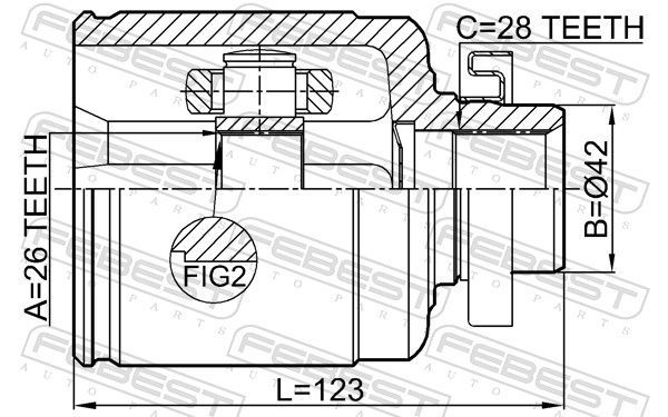 Jungčių komplektas, kardaninis velenas FEBEST 2211-OPIRH