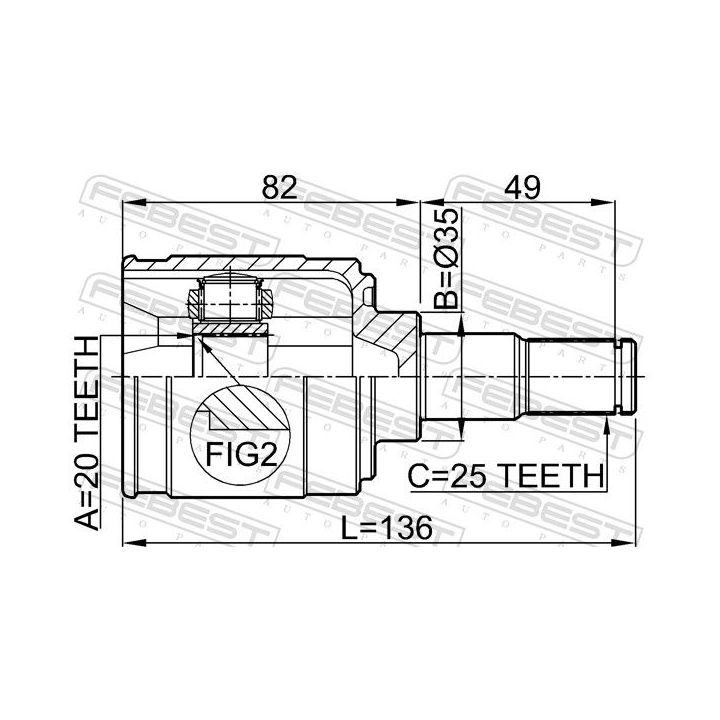 Jungčių komplektas, kardaninis velenas FEBEST 2211-PICMT