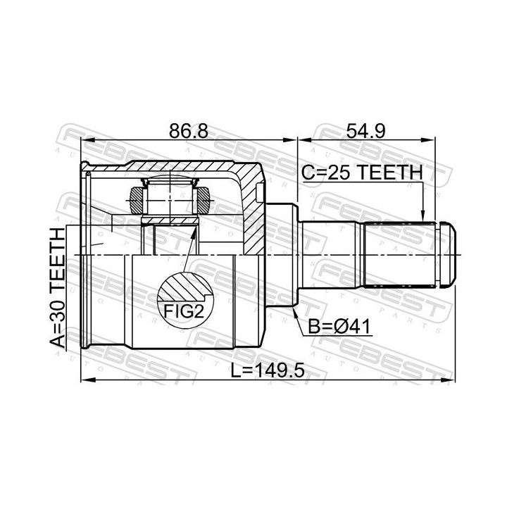 Jungčių komplektas, kardaninis velenas FEBEST 2211-RIO