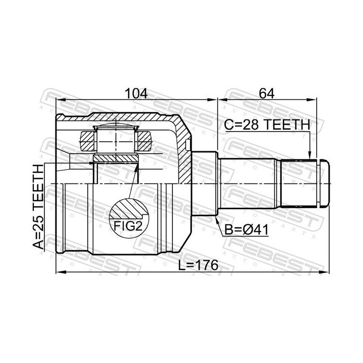 Jungčių komplektas, kardaninis velenas FEBEST 2211-SEDLH
