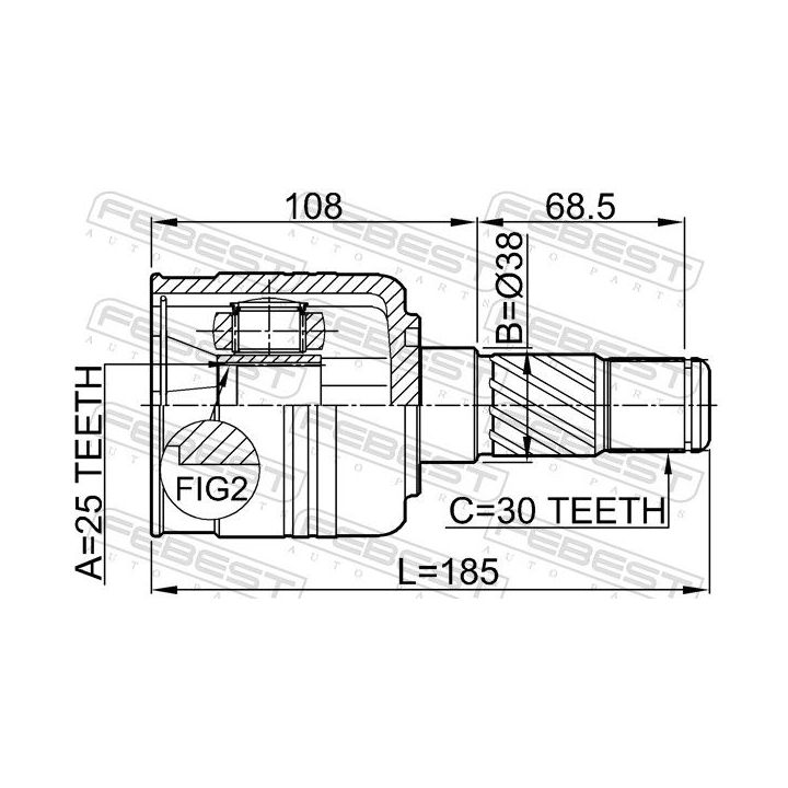 Jungčių komplektas, kardaninis velenas FEBEST 2211-SORLH